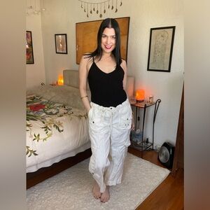 Small White Drawstring Cargo Pants from Free People